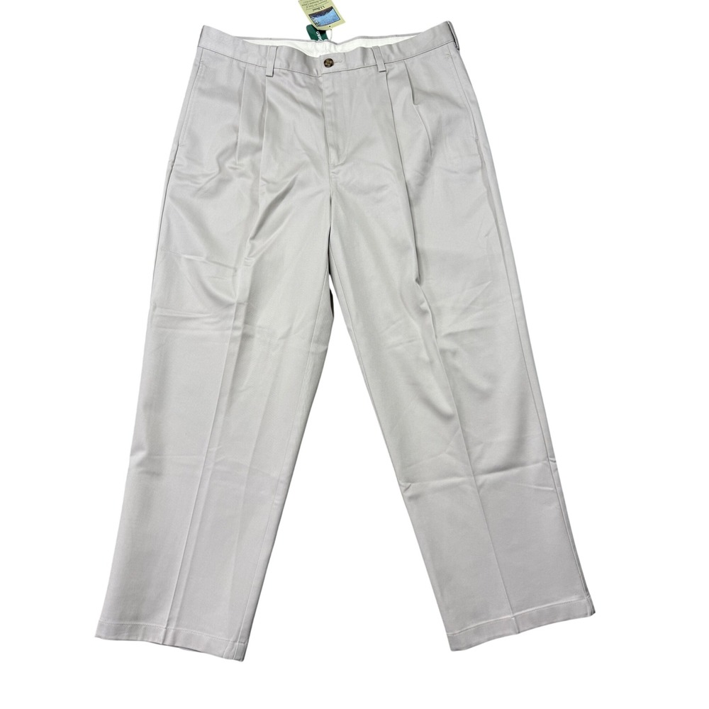 LL Bean Pleated Chinos Mens 38x29 beige NEW Wrinkle Resistant Natural Fit Chino
